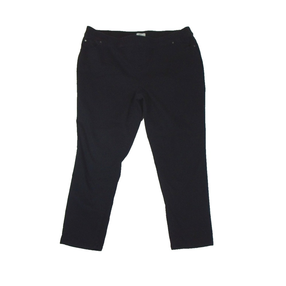 Kim Rogers Jeans Womens 20W Black Straight Leg Dark Wash Elastic Waist Preppy‎